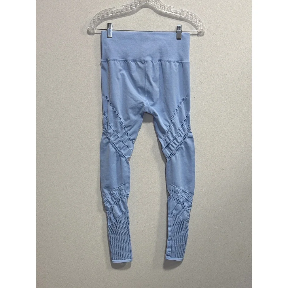 Alo Yoga High Rise Seamless Pointelle Mesh Leggings Light Blue Medium